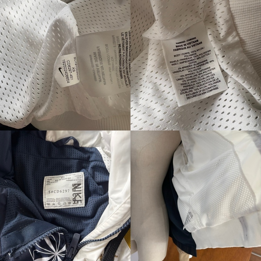 NIKE x SACAI sz XS Double Zip Jacket Windbreaker CD6297 White Navy - Picture 15 of 15